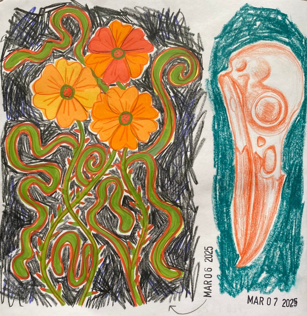 crow skull &&nbsp;flowers