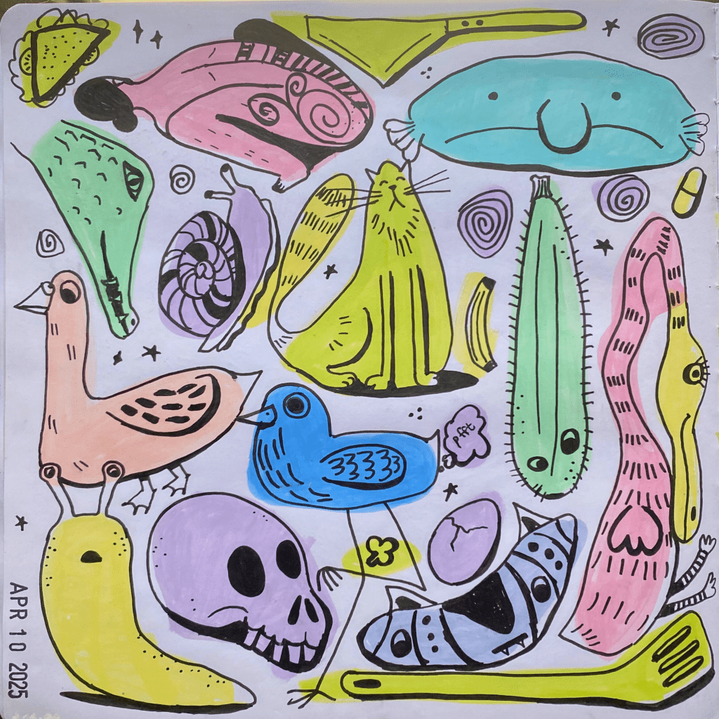 pastel doodles with blob&nbsp;fish